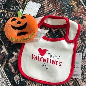 Baby’s First Valentine's Day Baby Bib and Pumpkin Toy